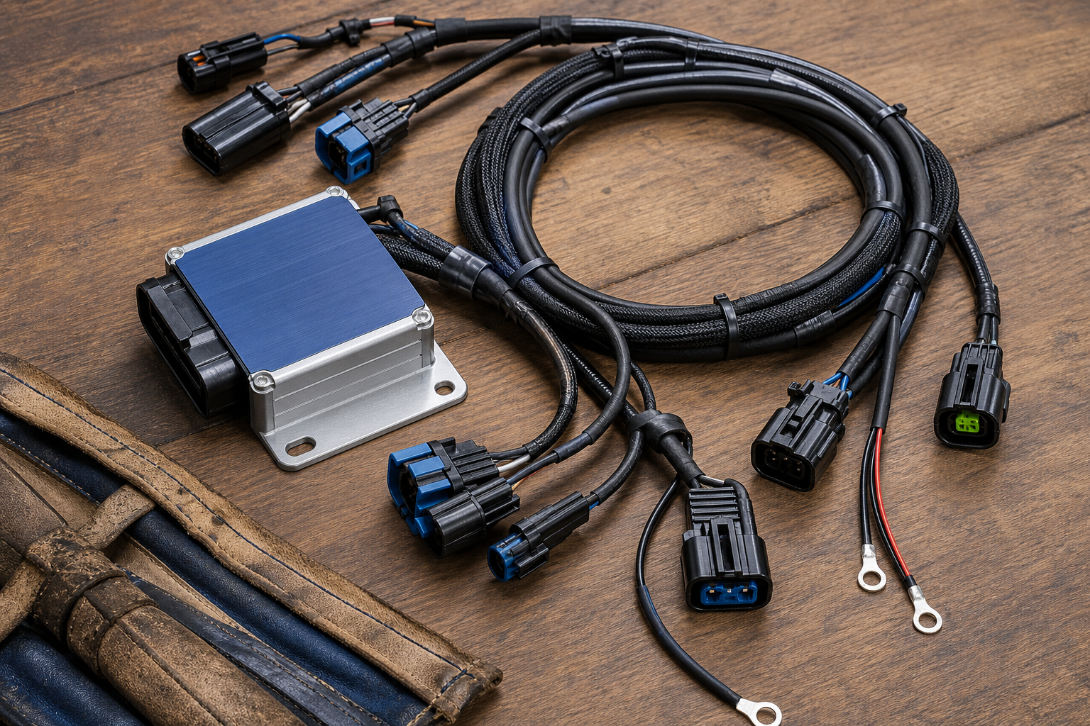 Neatly organized motorcycle wiring harness symbolizing agentic AI readiness for asset managers before adopting AI agents