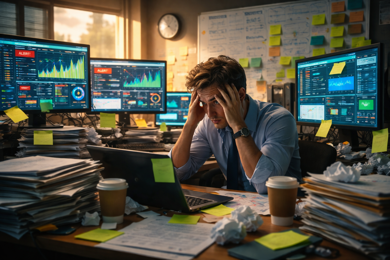 Small asset management firm sales director reviewing distribution data dashboard to prioritize wholesaler strategy